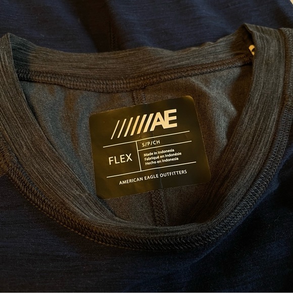 American Eagle Active Flex Blue and Grey Long Sleeve Shirt - Picture 5 of 6